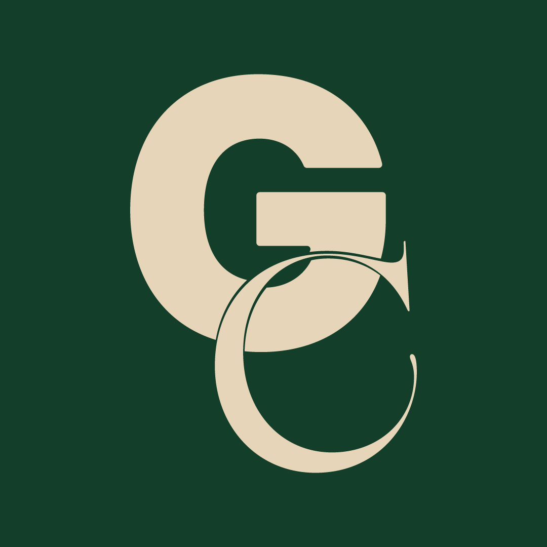 Monogramme GC, blason de la marque.